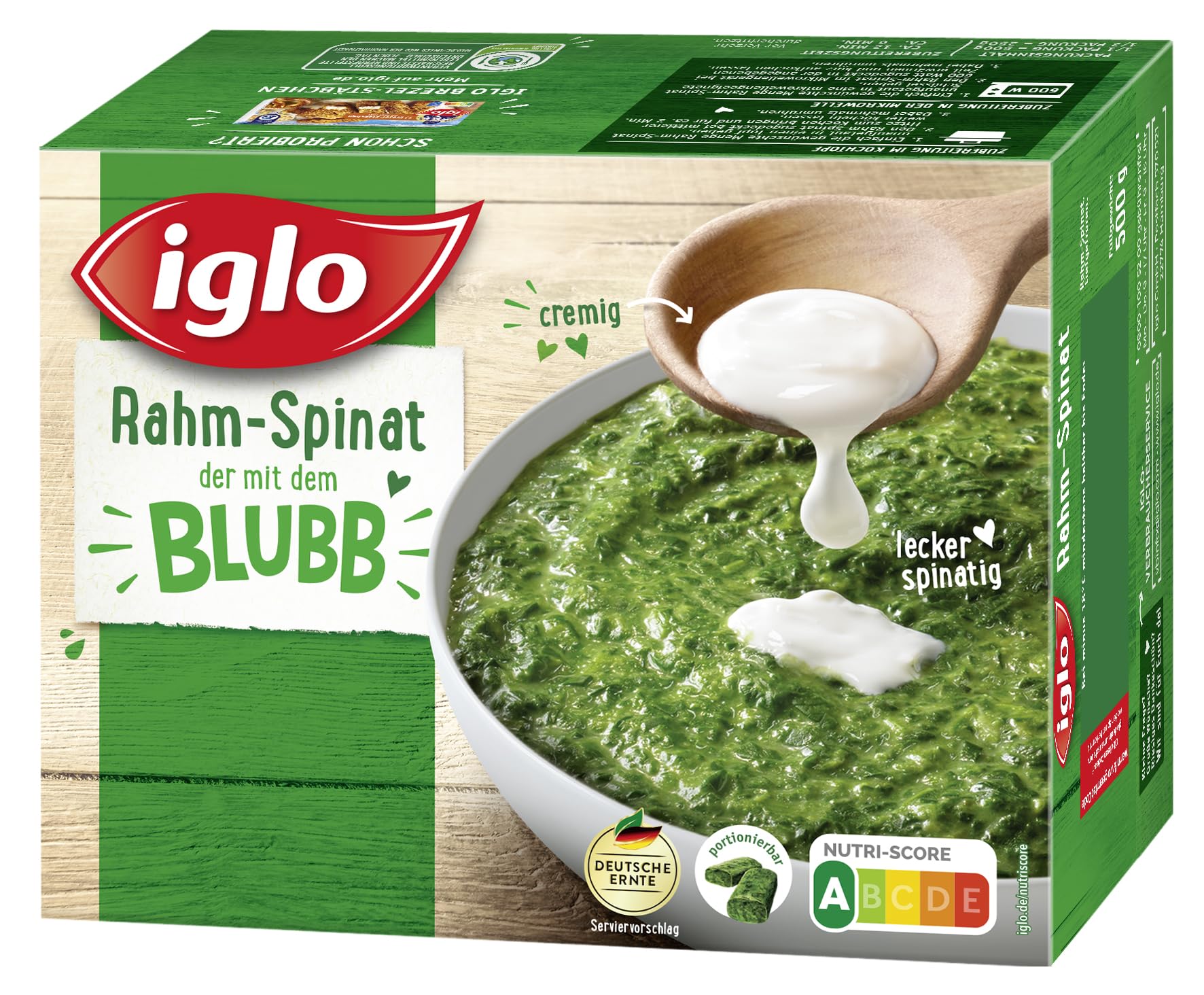iglo Rahm-Spinat - das Original zubereitet mit dem Blubb - 500 g  (tiefgefroren) : Amazon.de: Lebensmittel & Getränke